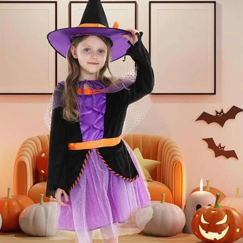Ensemble de costumes de sorcière d'Halloween assortis en famille