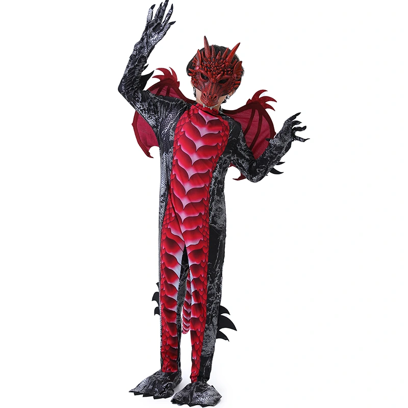 Costume de jeu de rôle de dragon pour enfants avec attaches réglables