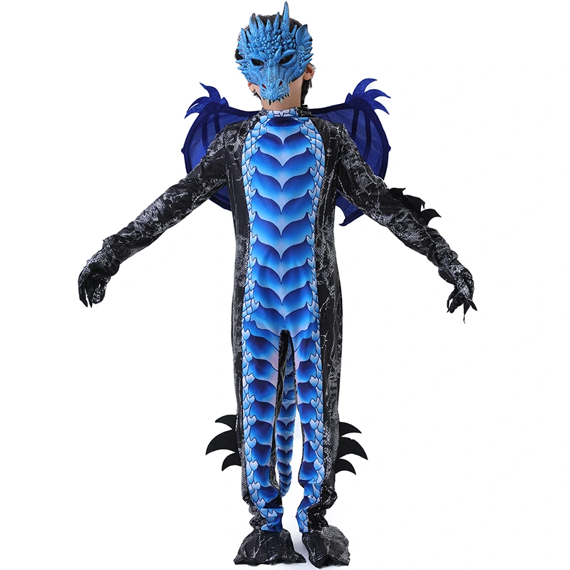 Costume de dragon complet pour fête d'Halloween à l'école avec queue amovible